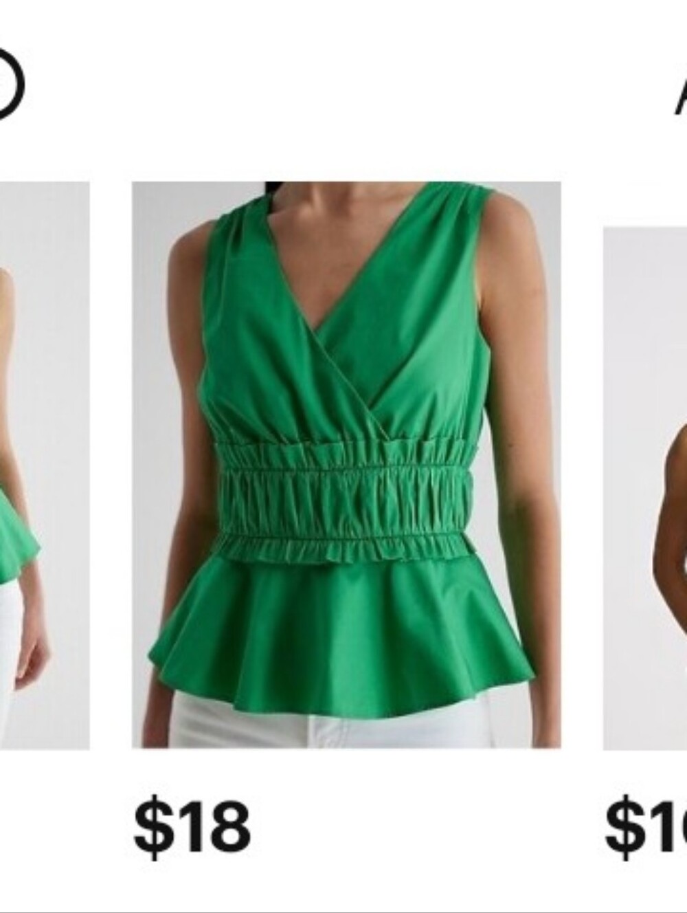 Express Emerald Green Sleeveless Peplum Blouse